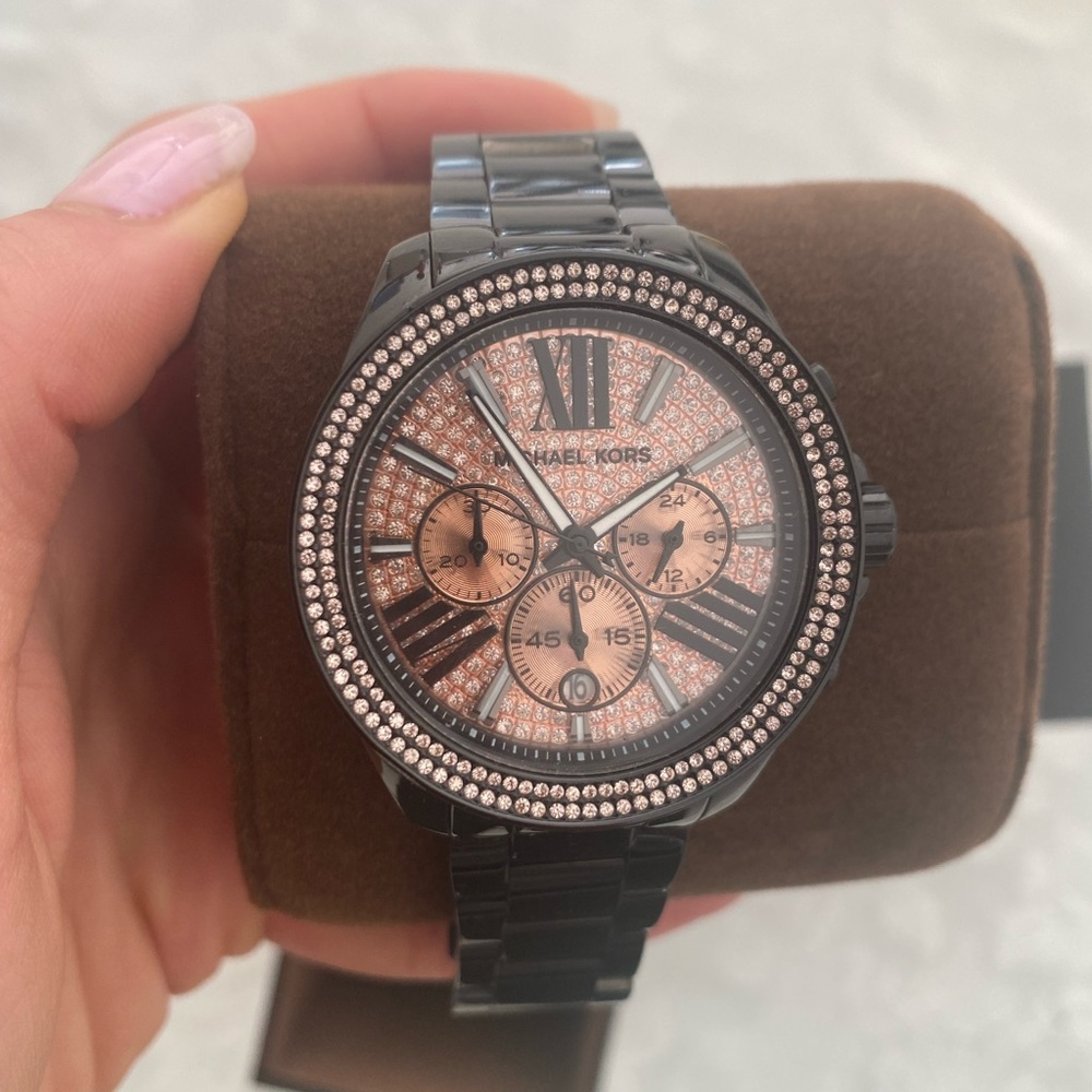 NWOT Black Rose Gold Pave Michael Kors Womens Watch